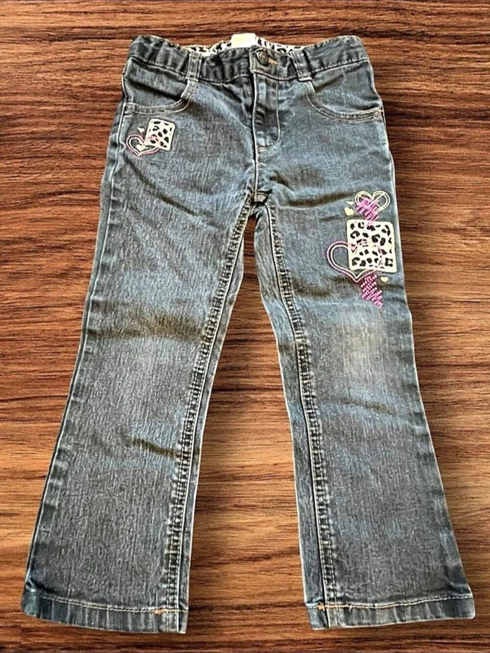 Healthtex Girls Size 4T Grey Embroidered Jeans
